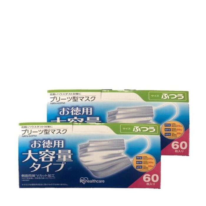 iris ohyama healthcare reliable safety face mask nrn 60pm white 3ply 60pcsbox bundle of 2 240626045817