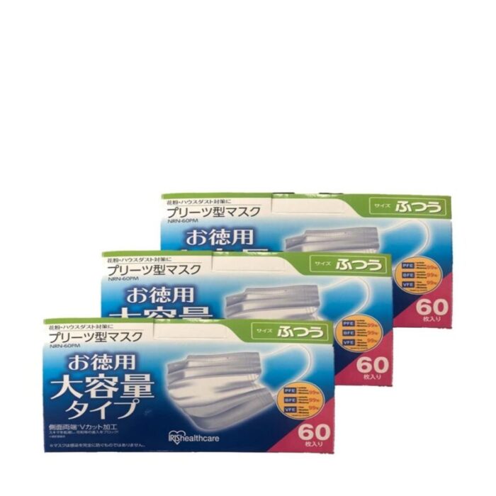 iris ohyama healthcare reliable safety face mask nrn 60pm white 3ply 60pcsbox bundle of 3 240626045817